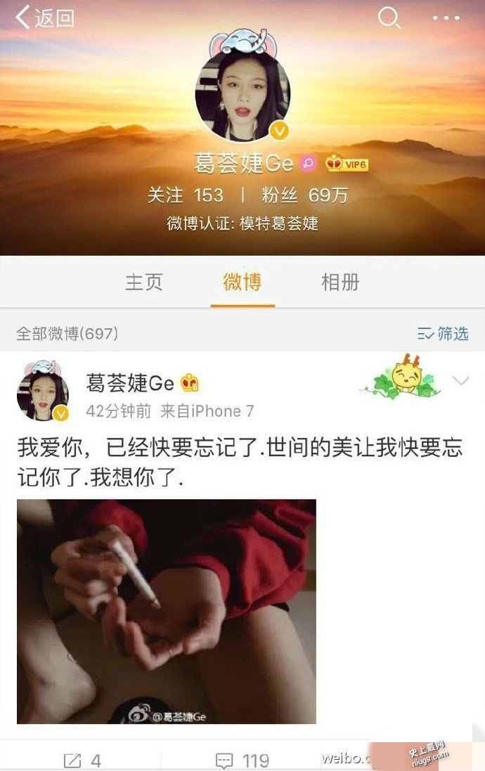 葛荟婕发文：我爱你 我想你了 网友猜测：“想汪